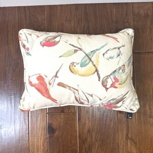 Newport Bird Throw Pillow‎ Cushion Decorative Cream Lumbar 17x11 USA Watercolor